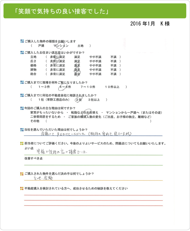 立地と金額で決めました。