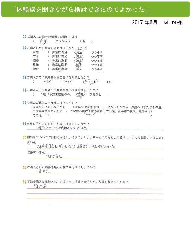 体験談を聞きながら検討できたのでよかった