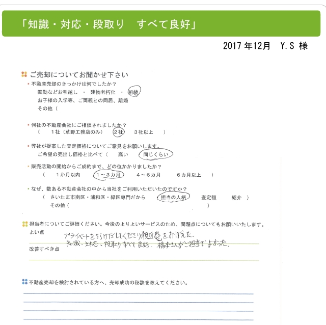 知識・対応・段取り　すべて良好